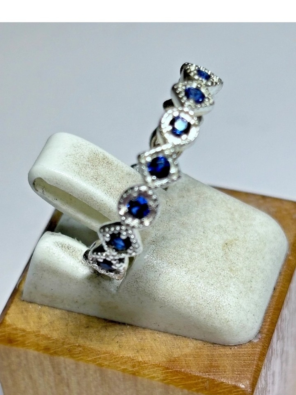 Blue Sapphire-Style Silver Eternity Ring